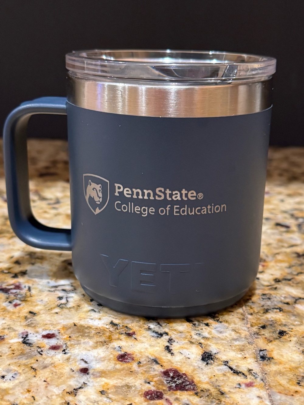 Yeti 14oz Blue Insulated Rambler Mug with Slider Lid: PSU College of Education
